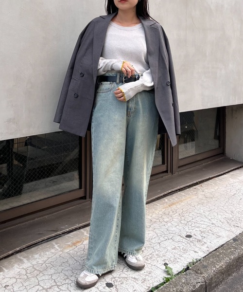 CIAOPANIC TYPY（チャオパニックティピー）の「ボリュームスリーブ袖ボタンニット（ニット/セーター・レディース・レッド/ピンク/ライトグレー/グレー/オフホワイト/サックスブルー/ブラック/ネイビー・ONE SIZE）」の16枚目の写真