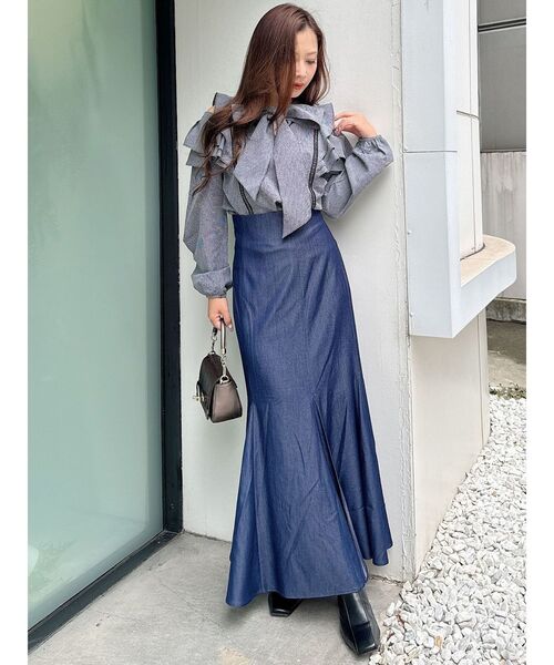 MERCURYDUO（マーキュリーデュオ）の「バックレースアップストレッチマーメイドスカート（スカート・レディース・その他1/インディゴブルー・X-SMALL/MEDIUM/SMALL）」の14枚目の写真