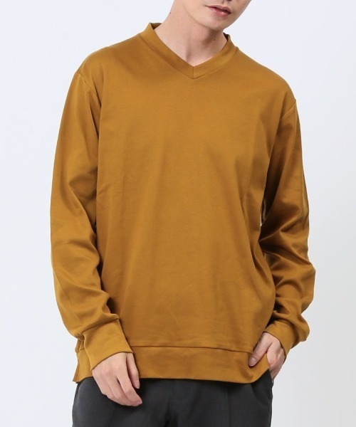 TAKA-Q(タカキュー)の「Tシャツ メンズ 長袖 ストレッチ 綿 コットン 無地 Vネック ドレスT(Tシャツ/カットソー・メンズ・ダークウッド/イエロー/ブラック/ホワイト・LARGE/X-LARGE/S/MEDIUM)」の4枚目の写真