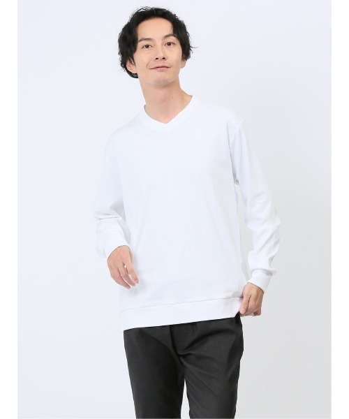TAKA-Q(タカキュー)の「Tシャツ メンズ 長袖 ストレッチ 綿 コットン 無地 Vネック ドレスT(Tシャツ/カットソー・メンズ・ダークウッド/イエロー/ブラック/ホワイト・LARGE/X-LARGE/S/MEDIUM)」の15枚目の写真