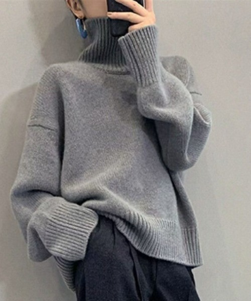 【セール】タートルネック袖リブニットプルオーバー（ニット/セーター）｜deux amour（ドゥーザムール）