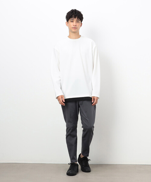 COMME CA ISM（コムサイズム）の「タテ畝ストレッチポンチ フェイクレイヤード クルーネックＴシャツ （長袖）（Tシャツ/カットソー・メンズ・ブラック/ホワイト・MEDIUM/LARGE/X-LARGE）」の3枚目の写真