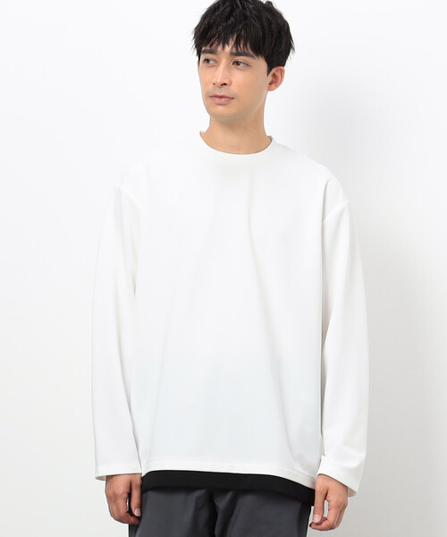 COMME CA ISM（コムサイズム）の「タテ畝ストレッチポンチ フェイクレイヤード クルーネックＴシャツ （長袖）（Tシャツ/カットソー・メンズ・ブラック/ホワイト・MEDIUM/LARGE/X-LARGE）」の5枚目の写真