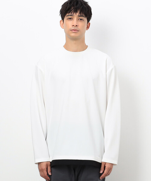 COMME CA ISM（コムサイズム）の「タテ畝ストレッチポンチ フェイクレイヤード クルーネックＴシャツ （長袖）（Tシャツ/カットソー・メンズ・ブラック/ホワイト・MEDIUM/LARGE/X-LARGE）」の9枚目の写真