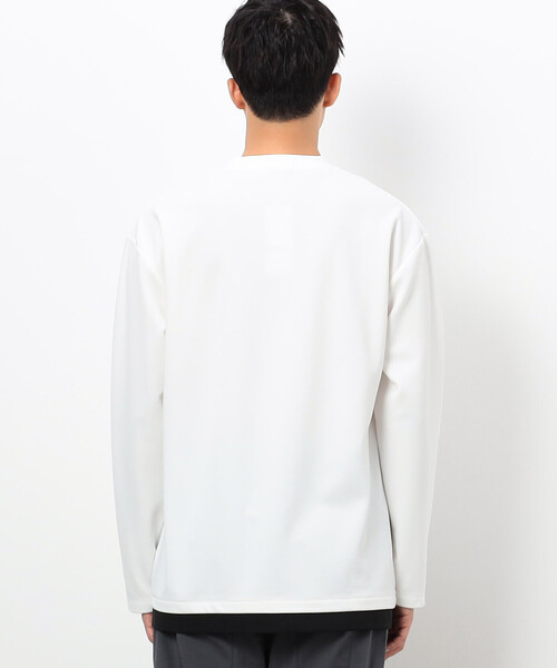COMME CA ISM（コムサイズム）の「タテ畝ストレッチポンチ フェイクレイヤード クルーネックＴシャツ （長袖）（Tシャツ/カットソー・メンズ・ブラック/ホワイト・MEDIUM/LARGE/X-LARGE）」の11枚目の写真