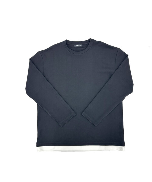 COMME CA ISM（コムサイズム）の「タテ畝ストレッチポンチ フェイクレイヤード クルーネックＴシャツ （長袖）（Tシャツ/カットソー・メンズ・ブラック/ホワイト・MEDIUM/LARGE/X-LARGE）」の18枚目の写真