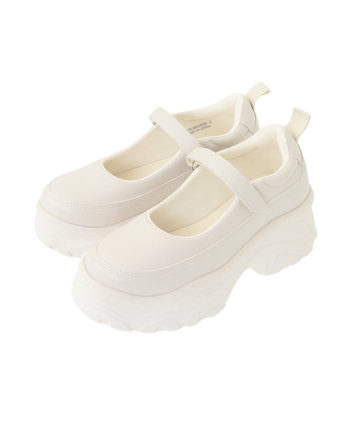 Green　Parks（グリーンパークス）の「・rich　blue　厚底ストラップスニーカー（スニーカー・レディース・アイボリー/ブラック・LL/S/M/L）」の2枚目の写真