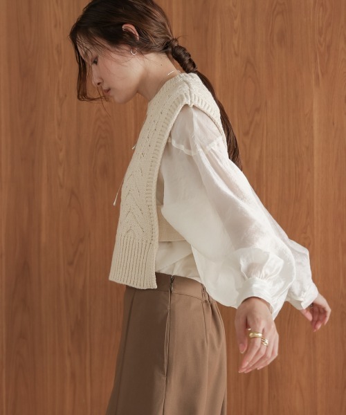 Bab(バブ)の「【nao×Bab】MIXパターンニットベスト(ベスト・レディース・アイボリー/グレー・FREE)」の5枚目の写真