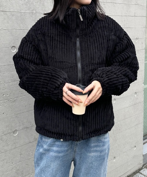 CLEA（クレア）の「コーデュロイハイネックダウンジャケット（ダウンジャケット/コート・レディース・ブラック/アイボリー/ブルー/ピンク/ブラウン/ホワイト・FREE）」の12枚目の写真