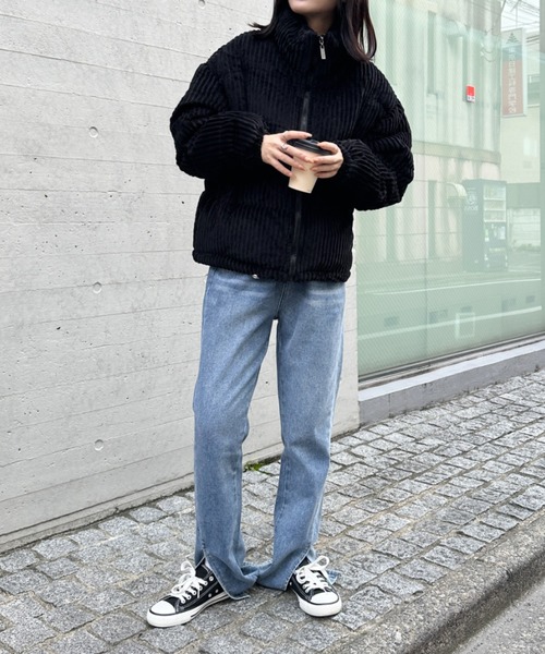 CLEA（クレア）の「コーデュロイハイネックダウンジャケット（ダウンジャケット/コート・レディース・ブラック/アイボリー/ブルー/ピンク/ブラウン/ホワイト・FREE）」の21枚目の写真