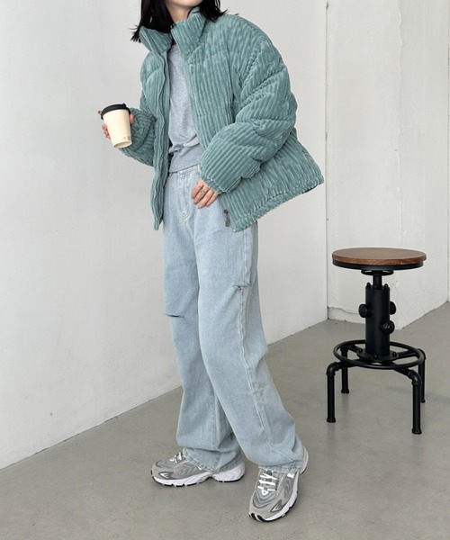  JEANS コーデュロイダウンジャケット　くれまぐエア セール】コーデュロイハイネックダウンジャケット（ダウンジャケット