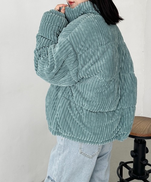 CLEA（クレア）の「コーデュロイハイネックダウンジャケット（ダウンジャケット/コート・レディース・ブラック/アイボリー/ブルー/ピンク/ブラウン/ホワイト・FREE）」の14枚目の写真