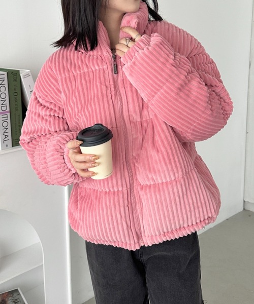 セール】コーデュロイハイネックダウンジャケット（ダウンジャケット