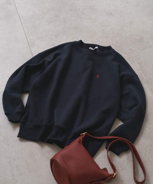 U.S. POLO ASSN.(ユーエスポロアッスン)の「【U.S. POLO ASSN./ユーエスポロアッスン】裏起毛 クルーネック スウェットトレーナー ワンポイント ブランドロゴ(スウェット・レディース・グリーン/アイボリー/ピンク/ネイビー/ベージュ/ブラック・LARGE/MEDIUM)」の6枚目の写真