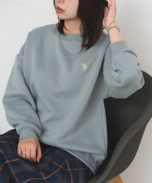 U.S. POLO ASSN.(ユーエスポロアッスン)の「【U.S. POLO ASSN./ユーエスポロアッスン】裏起毛 クルーネック スウェットトレーナー ワンポイント ブランドロゴ(スウェット・レディース・グリーン/アイボリー/ピンク/ネイビー/ベージュ/ブラック・LARGE/MEDIUM)」の15枚目の写真