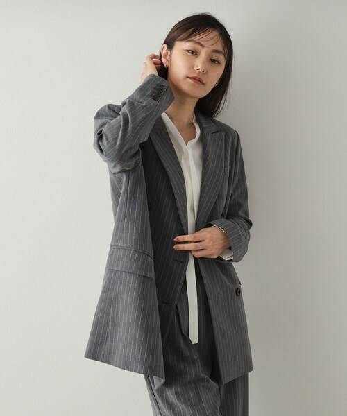 OPAQUE.CLIP（オペークドットクリップ）の「ダブルテーラードジャケット【洗える】（テーラードジャケット・レディース・ブラック/グレー系2・40/38/42/36）」の16枚目の写真