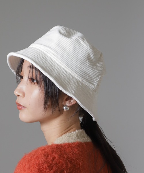 Healthknit（ヘルスニット）の「Healthknit/別注コーデュロイバケットハット（ハット・レディース・ブラック/アイボリー・FREE）」の2枚目の写真