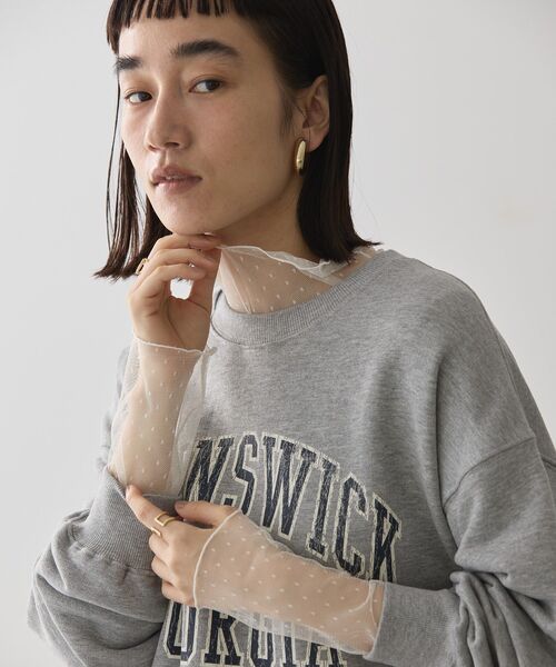 tシャツ 「追加」ドットチュールハイネックプルオーバー レディース セール】ドットチュールハイネックプルオーバー（Tシャツ