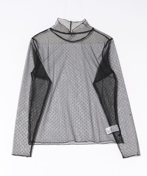 AMERICAN HOLIC(アメリカンホリック)の「ドットチュールハイネックプルオーバー(Tシャツ/カットソー・レディース・アイボリー/ブラック・M/L)」の5枚目の写真