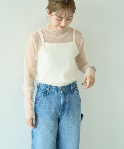 AMERICAN HOLIC(アメリカンホリック)の「ドットチュールハイネックプルオーバー(Tシャツ/カットソー・レディース・アイボリー/ブラック・M/L)」の11枚目の写真
