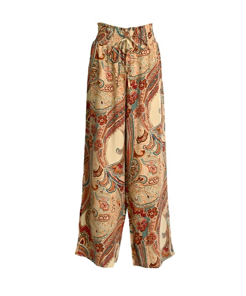 MARAI（マーライ）の「エスニック柄 ワイドフレアパンツ こなれ感（その他パンツ・レディース・ベージュ/ホワイト/レッド/グリーン/ネイビー・FREE）」の9枚目の写真