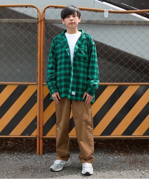 GLAZOS（グラソス）の「【大人向けサイズあり】フード付きチェックシャツ（シャツ/ブラウス・キッズ・グリーン/ブルー・LL/L/M/S）」の3枚目の写真