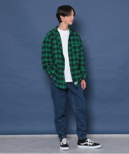 GLAZOS（グラソス）の「【大人向けサイズあり】フード付きチェックシャツ（シャツ/ブラウス・キッズ・グリーン/ブルー・LL/L/M/S）」の4枚目の写真