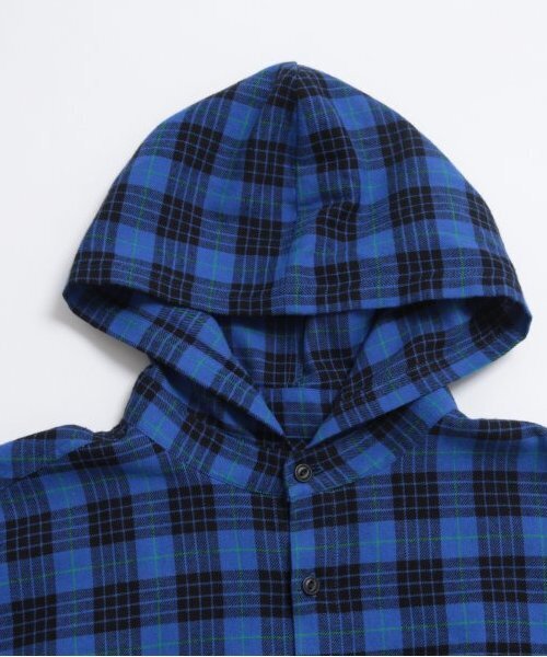 GLAZOS（グラソス）の「【大人向けサイズあり】フード付きチェックシャツ（シャツ/ブラウス・キッズ・グリーン/ブルー・LL/L/M/S）」の7枚目の写真