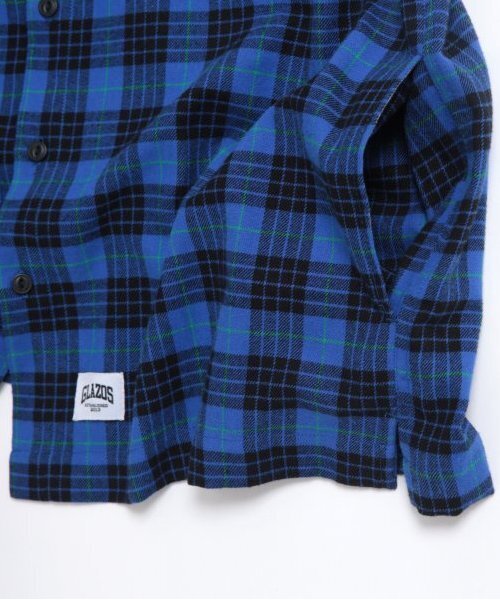 GLAZOS（グラソス）の「【大人向けサイズあり】フード付きチェックシャツ（シャツ/ブラウス・キッズ・グリーン/ブルー・LL/L/M/S）」の9枚目の写真