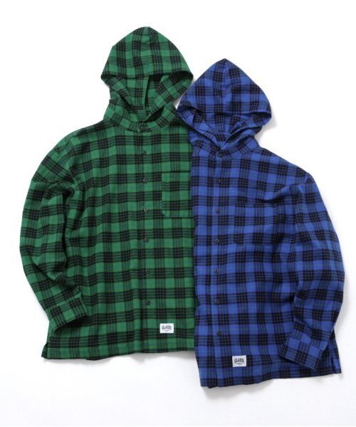 GLAZOS（グラソス）の「【大人向けサイズあり】フード付きチェックシャツ（シャツ/ブラウス・キッズ・グリーン/ブルー・LL/L/M/S）」の12枚目の写真