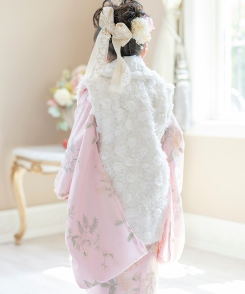 アイボリー 被布着 花柄刺繍 七五三 Catherine Cottage 被布セット 女の子 七五三 花柄刺繍チュール