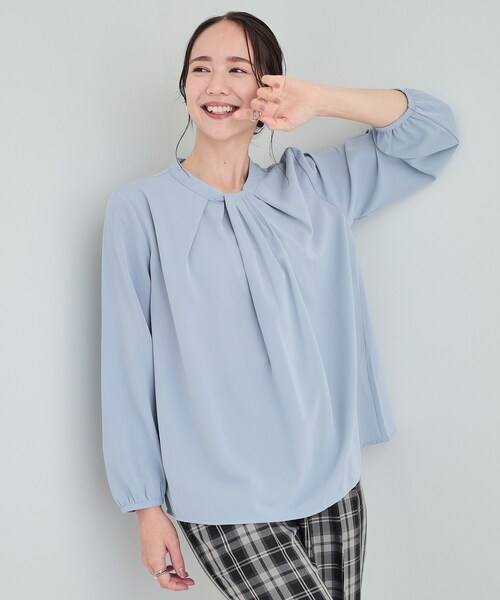 DRESKIP（ドレスキップ）の「◆【洗える/通勤/セレモニー】 ボウタイ風ブラウス（シャツ/ブラウス・レディース・オフホワイト/ベージュ/ブラック/ライトブルー・03/04/02）」の4枚目の写真