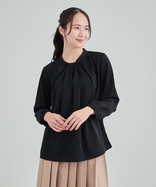 DRESKIP（ドレスキップ）の「◆【洗える/通勤/セレモニー】 ボウタイ風ブラウス（シャツ/ブラウス・レディース・オフホワイト/ベージュ/ブラック/ライトブルー・03/04/02）」の9枚目の写真