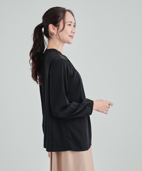 DRESKIP（ドレスキップ）の「◆【洗える/通勤/セレモニー】 ボウタイ風ブラウス（シャツ/ブラウス・レディース・オフホワイト/ベージュ/ブラック/ライトブルー・03/04/02）」の10枚目の写真