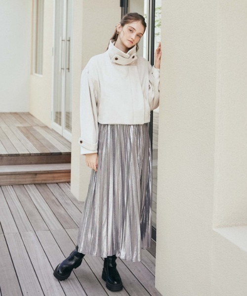 archives（アルシーヴ）の「ジップスタンドショートコート（その他アウター・レディース・アイボリー/グレー/ブラック・MEDIUM）」の8枚目の写真