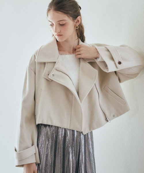 archives（アルシーヴ）の「ジップスタンドショートコート（その他アウター・レディース・アイボリー/グレー/ブラック・MEDIUM）」の10枚目の写真