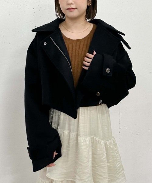 archives（アルシーヴ）の「ジップスタンドショートコート（その他アウター・レディース・アイボリー/グレー/ブラック・MEDIUM）」の16枚目の写真