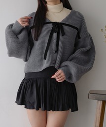 ベロアリボンニットカーディガン/WEB/EC限定商品