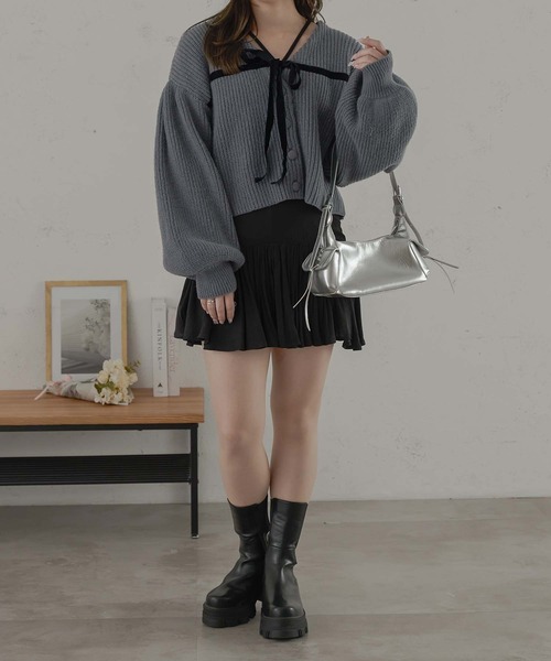 Ambre Neige（アンブルネージュ）の「ベロアリボンニットカーディガン/WEB/EC限定商品（カーディガン/ボレロ・レディース・アイボリー/チャコールグレー/ライトグレー・FREE）」の17枚目の写真