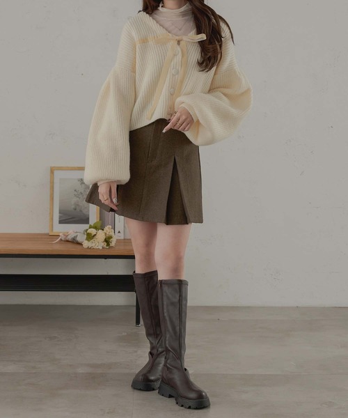 Ambre Neige（アンブルネージュ）の「ベロアリボンニットカーディガン/WEB/EC限定商品（カーディガン/ボレロ・レディース・アイボリー/チャコールグレー/ライトグレー・FREE）」の11枚目の写真