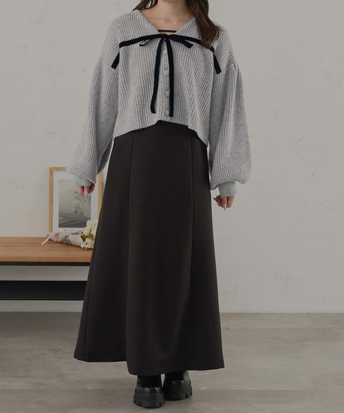 ベロアリボンニットカーディガン/WEB/EC限定商品（カーディガン/ボレロ