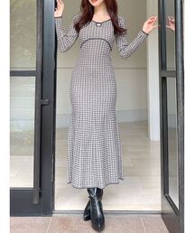 RESEXXY | バイカラーツイードニットワンピース(ワンピース)