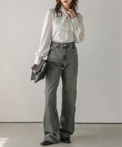 La-gemme(ラジェム)の「2way ボウタイブラウス(シャツ/ブラウス・レディース・ホワイト/ブラック・フリー)」の6枚目の写真