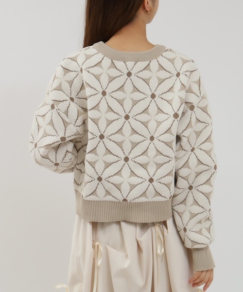 ASTORIA ODIER（アストリアオディール）の「フラワージャガードカーディガン（カーディガン/ボレロ・レディース・ピンク/アイボリー/ブラック・MEDIUM）」の8枚目の写真