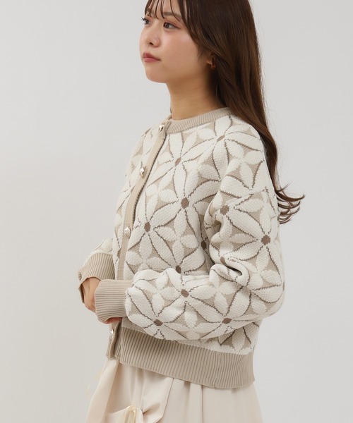 ASTORIA ODIER（アストリアオディール）の「フラワージャガードカーディガン（カーディガン/ボレロ・レディース・ピンク/アイボリー/ブラック・MEDIUM）」の5枚目の写真