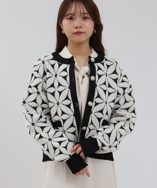 ASTORIA ODIER（アストリアオディール）の「フラワージャガードカーディガン（カーディガン/ボレロ・レディース・ピンク/アイボリー/ブラック・MEDIUM）」の12枚目の写真