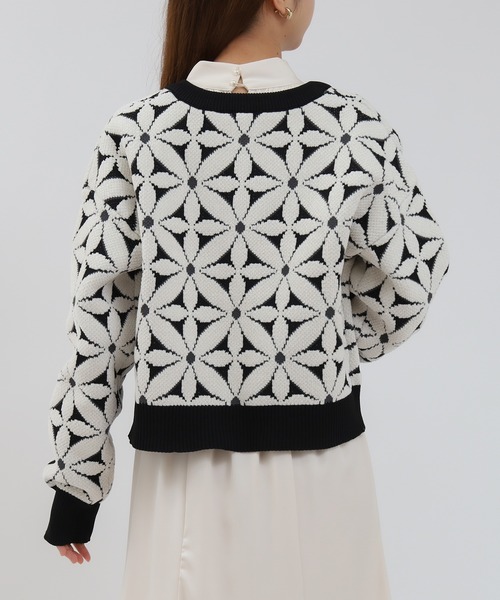 ASTORIA ODIER（アストリアオディール）の「フラワージャガードカーディガン（カーディガン/ボレロ・レディース・ピンク/アイボリー/ブラック・MEDIUM）」の14枚目の写真