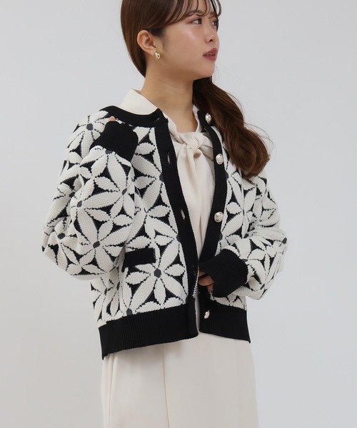 ASTORIA ODIER（アストリアオディール）の「フラワージャガードカーディガン（カーディガン/ボレロ・レディース・ピンク/アイボリー/ブラック・MEDIUM）」の15枚目の写真