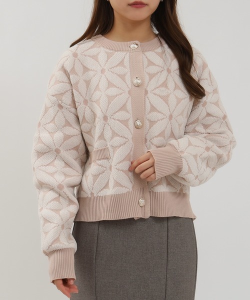 ASTORIA ODIER（アストリアオディール）の「フラワージャガードカーディガン（カーディガン/ボレロ・レディース・ピンク/アイボリー/ブラック・MEDIUM）」の20枚目の写真