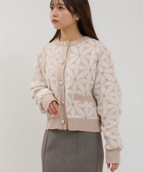 ASTORIA ODIER（アストリアオディール）の「フラワージャガードカーディガン（カーディガン/ボレロ・レディース・ピンク/アイボリー/ブラック・MEDIUM）」の18枚目の写真